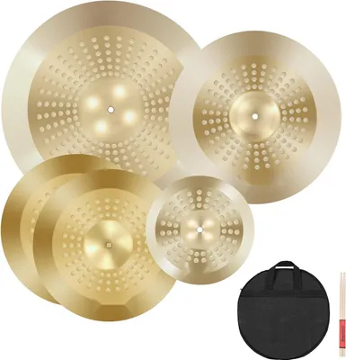 Obrázok produktu pre Sada činelov – 4-dielna sada činelov – splash činel 25,4 cm – hi-hat 35,5 cm – crash činel 40 cm – ride činel 50,5 cm
