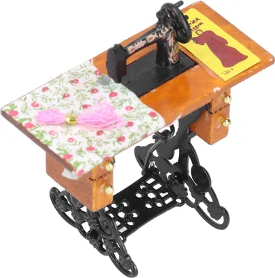 Immagine prodotto di Simulazione di macchina da cucire per casa delle bambole in scala 1:12 - Accessori per mobili vintage in miniatura per casa delle bambole