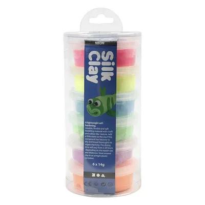 Image de Pâte à modeler Silk Clay® Set - Couleurs néon - 6 x 14 g