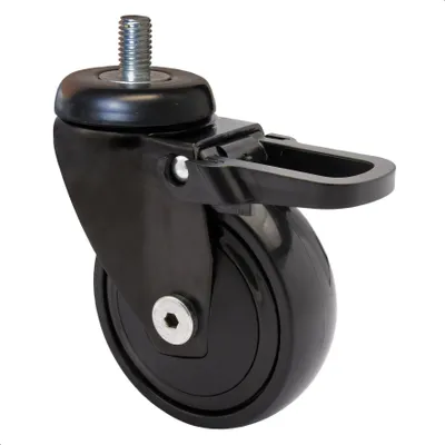 Produktbild von WAGNER 360° - 3C - Lenkrolle mit Bremse - Ø 75 mm, schwarz, soft, Kugellager, Stift 10x16 mm, Tragkraft 75 kg - 01237766