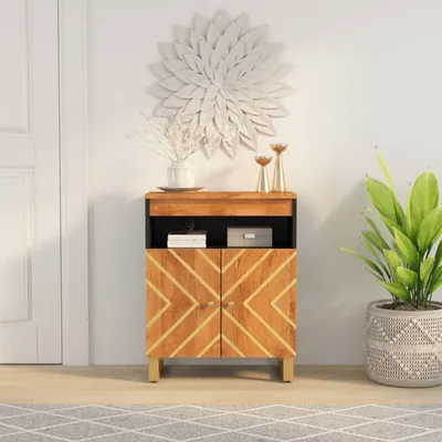 Produktbild von vidaXL Beistellschrank Braun und Schwarz 60x33,5x75cm Massivholz Mango
