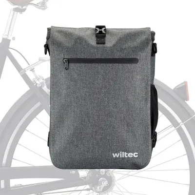 Zdjęcie produktu dla Torba bagażowa Wiltec szara, plecak rowerowy 25 l, torba bagażowa z przegrodą na laptopa, wodoodporna torba rowerowa