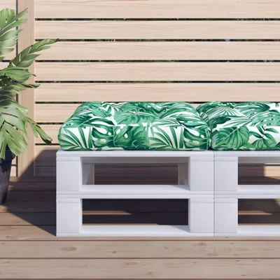 Produktbild von Design Palettenkissen Blattmuster 58x58x10 cm Stoff, Klassische Sofas 2024 Neu