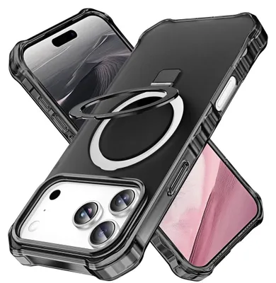 Produktbild von iPhone 18 Pro Hülle - Coverup ShockProof TPU Back Cover mit MagSafe Compatible Ring Kickstand - Schwarz