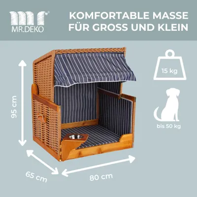 Produktbild von Hundestrandkorb PE beige Dessin Blau Gestreift