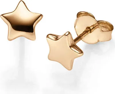 Produktbild von Paar Ohrringe Ohrstecker Sterne 7mm aus 585 Gold Rotgold Ohrschmuck glänzend