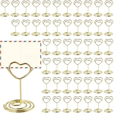 Produktbild von Goldene Platzkartenhalter Set, 40x50mm, Hartform, Stehfest, Hochzeit, Party
