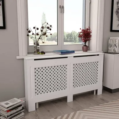 Produktbild von Osłona grzejnika biała 152x19x81,5 cm MDF