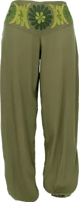 Produktbild von Bestickte Boho Pluderhose, Muckhose, Haremshose - Olivgrün, Damen, Viskose, Hosen