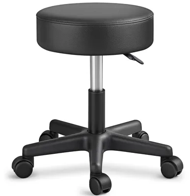 Zdjęcie produktu dla Obrotowy stołek roboczy - Regulowany 47-60 cm - Na kółkach - Czarny - Obrót 360°