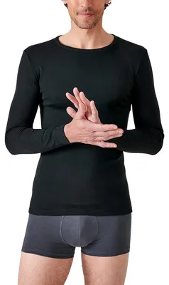 Productafbeelding van Damart heren lang袖 interlock T-shirt, ondergoed, zwart, maat XL