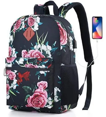 Obrázek produktu pro Batoh s USB portem, voděodolný, pro notebooky do velikosti 15,6 palců, růžový
