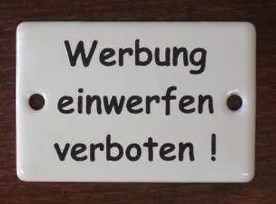 Produktbild von Hinweis-Schild: Werbung einwerfen verboten!