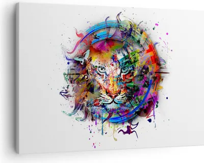 Produktbild von Bild auf Leinwand - Leinwandbild - Abstraktion Tiger Skizze Dschungel - 70x50cm - Wand Bild - Wanddeko - Leinwanddruck - Bilder - Kunstdruck - Leinwand bilder - Wandkunst - AA70x50-2830
