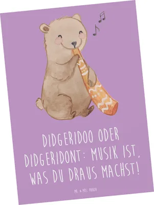 Produktbild von Mr. & Mrs. Panda Postkarte Didgeridoo Musik - Lavendeltraum - Geschenk, Ansichtskarten, Designkarte, Fotokarte, spirituell, Kultur, Blasinstrument, Instrument, Postkarten