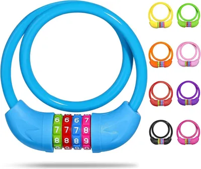 Produktbild von Fahrradschloss mit Zahlen 10x650mm Blau Kabelschloss für Kinder