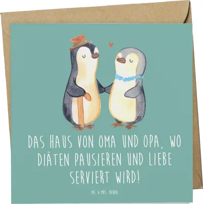 Produktbild von Mr. & Mrs. Panda Klappkarte Großelternliebe - Meeresbrise - Geschenk, Diät, Weisheit, Verwandte, Glückwunschkarte, Familienmitglieder, faltkarte, doppelkarte, Liebe
