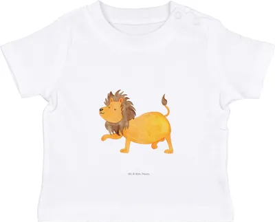 Produktbild von Mr. & Mrs. Panda  T-Shirt Sternzeichen Löwe 12. - 18. Monat - Weiß - Geschenk, Babyshirt, Geburtstag August, Kleinkind Shirt, König Der Tiere, Juli, Kinder, Top