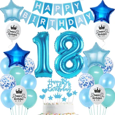 18. Geburtstag Ballon-Deko-Set blau 31-teilig