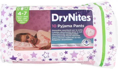 Produktbild von Huggies, DryNites, saugfähige Windeln für Mädchen, 4-7 Jahre, 17-30kg, 10 Stück
