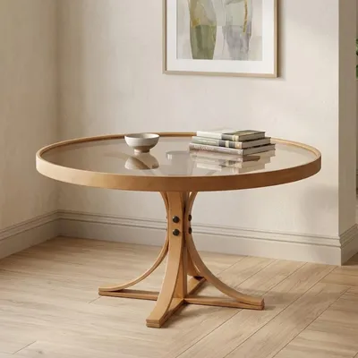 Immagine prodotto di Santhia - Tavolino da Salotto, 80x80x47h cm Marrone Rovere, Piano in Vetro Temperato