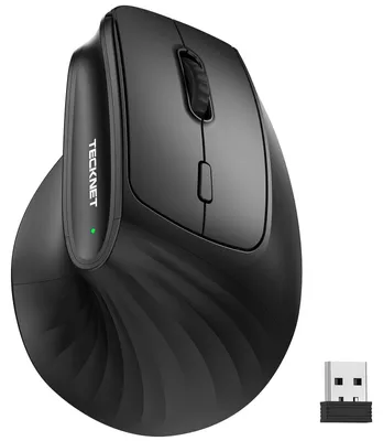 Produktbild von Ergonomische Maus Kabellos Bluetooth Vertikale Maus BT 1+BT 2+ 5 Einstellstufen bis 4800 DPI USB-A-Empfänger Wiederaufladbar Leise Funkmaus Schwarz