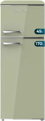 Immagine prodotto di Cecotec frigorifero 2 porte Retro de 215 L Bolero CoolMarket 2D Origine 215 Verde E. Altezza 148,2 cm e 55,2 cm di larghezza, LED, maniglia cromata, ripiani in vetro, controllo della temperatura, verde