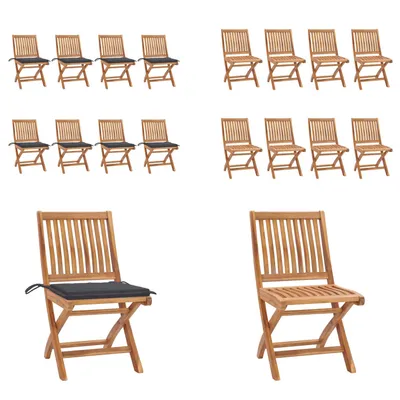 Produktbild von vidaXL Klappbare Gartenstühle mit Kissen 8 Stk. Massivholz Teak - Gartenstuhl - Gartenstühle - Holzstuhl - Holzstühle