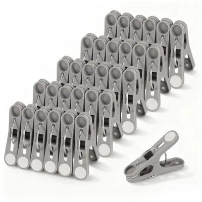 Productafbeelding van Wasknijpers kunststof - Wasknijpers grijs - 30 stuks - 5,5 cm - Antislip