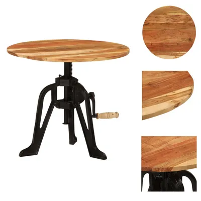 Image de vidaXL Table d'appoint 60x(42-62) cm Bois massif acacia et fonte - Tables d'appoint