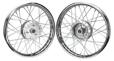 Immagine prodotto di Ruota completa in alluminio, 2 unità, cerchio da 1,60 x 16 pollici, lucidato / raggi cromati, compatibile con Simson S50, S51, S53, S70, S83, KR51, Schwalbe SR4