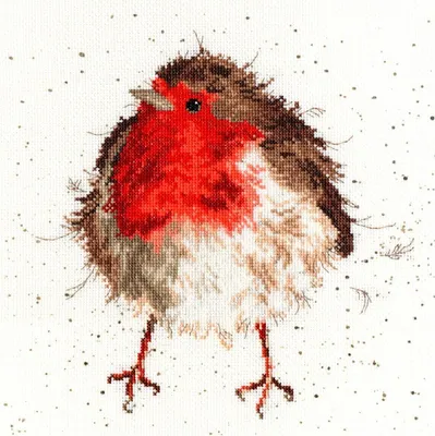 Produktbild von Bothy Threads Kreuzstich-Set "Jolly Rotkehlchen", 26x26cm, XHD5, Zählmuster