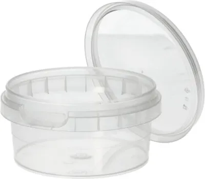 Produktbild von Starpak 38 Feinkostbecher, PP rund 180 ml Ø 9,5 cm · 4,5 cm transparent mit Originalitätsverschluss | Schrumpffolie (38 Stück)
