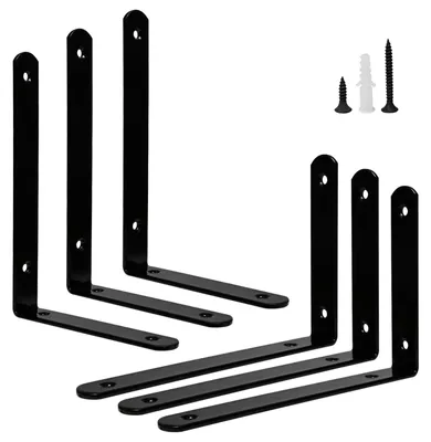 Immagine prodotto di Solidchoice - Set di 6 supporti robusti neri per mensole da parete