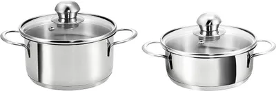 Produktbild von Kopf Mini Topfset Parvus (Edelstahl, 2-teilig, 14 + 14 cm, inkl. Glasdeckel, Induktion)