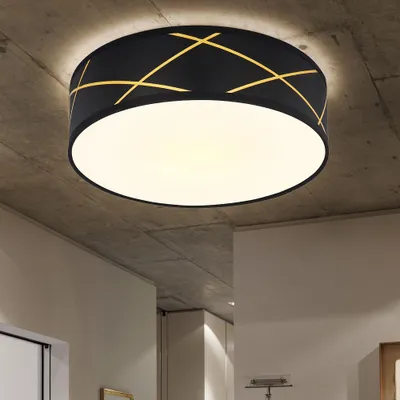 Produktbild von LED Deckenleuchte, schwarz, rund, goldfarben, 40 cm