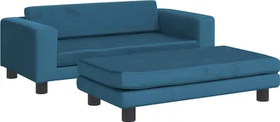 Obrázok produktu pre vidaXL Detská pohovka s taburetkou Modrá 100x50x30 cm Velvet