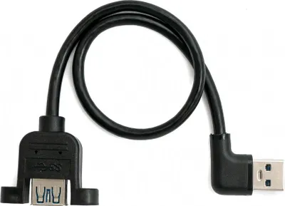 Produktbild von SYSTEM-S USB 3.0 Kabel 30 cm Typ A Buchse zu Stecker Schraube Winkel Schwarz