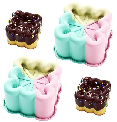 Produktbild von Silikon Backform Quadratisch 2 Stück Brownie Kuchenform Set Grün