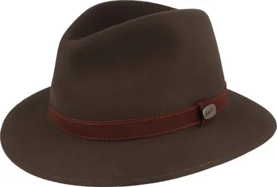 Borsalino feiner Hasenhaarhut Rustico Traveller mit Lederband in braun