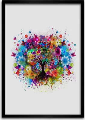 Produktbild von Bild - Bilderrahmen - 50 cm x 70 cm - MDF - Rahmen - Wandkunst Abstrakter Baum