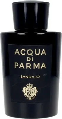 A black bottle of Acqua di Parma Sandalo perfume.