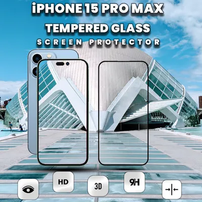 Zdjęcie produktu dla Apple iPhone 15 Pro Max - Szkło hartowane 9H - Wysokiej jakości osłona ekranu 3D