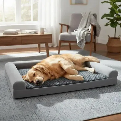 Produktbild von Orthopädisches Schaum Hundebett L mit eiförmigem Schaumkissen 113 x 89 cm