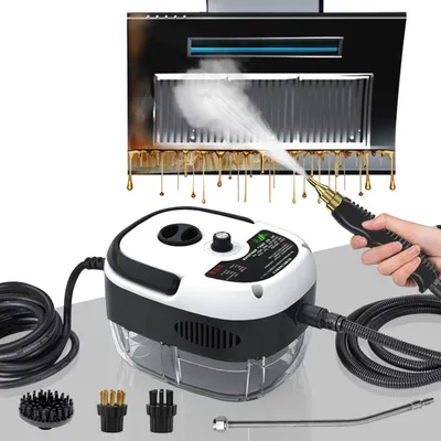 Obrázek produktu pro 2500W ruční parní čistič, 10s 105℃/3bar páry, 6 rychlostí 1L nádrž odolná proti kyselinám, 3 kartáče do kuchyně/auta/nábytku (1,9kg/19x15x13cm)