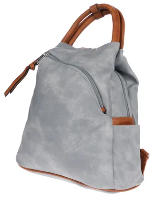 Produktbild von Großer Damen Rucksack Tasche Citybag Leder Optik Bodybag Schultertasche Shopper Blau-Braun