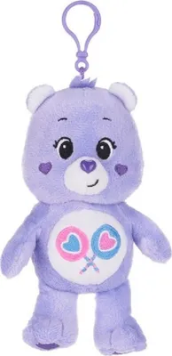 Produktbild von Glücksbärchi Kuscheltier Care Bears Plüsch Plüschfigur Teddybär Stofftier Glücksbärchen für Kinder Teile gern Bärchi lila Bagclip 14 cm
