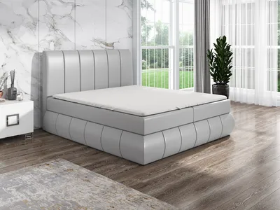 Produktbild von Boxspringbett KAND 140 x 200  mit 2 Bettkästen, Bonell-Matratze und Topper. Farbe: Grau
