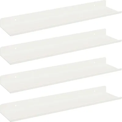 Image de Étagère flottante 4 pcs Blanc 40 x 8,5 x 2,5 cm Acier
