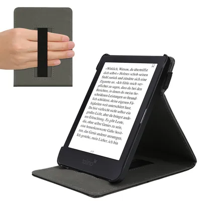 Produktbild von kwmobile Schutzhülle kompatibel mit Tolino Shine 3 - Hülle e-Reader mit Schlaufe Ständer - - Schwarz